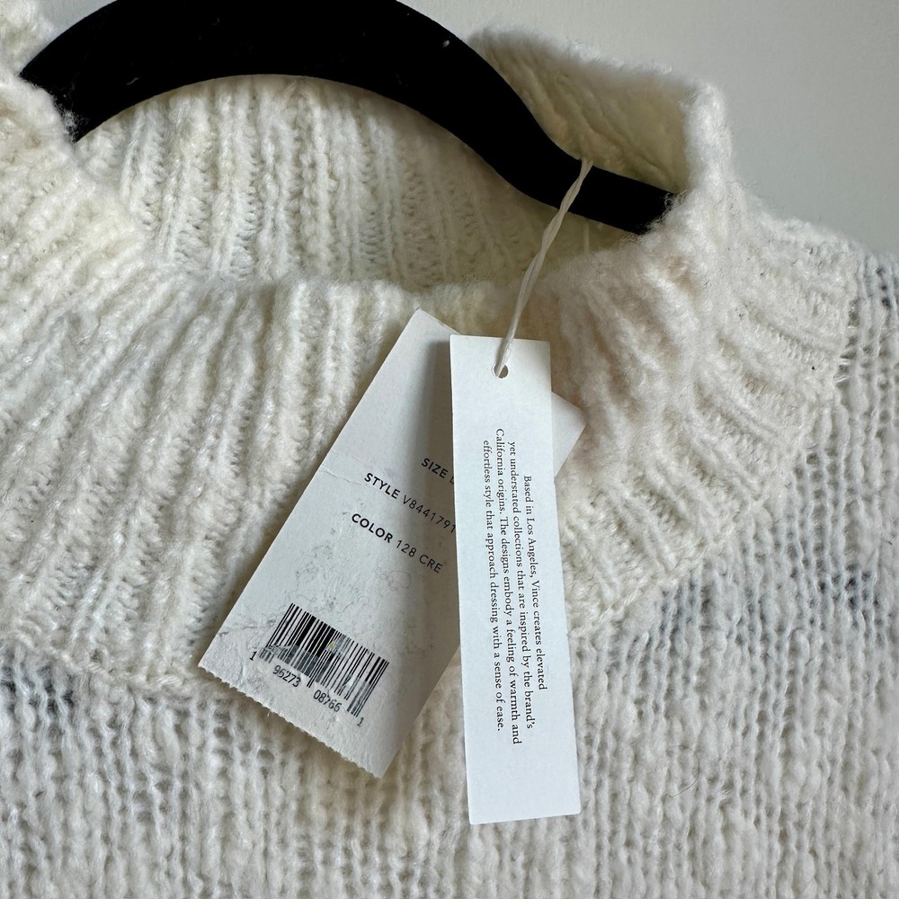 Vince Sweater Womens Large Cream Ivory‎ Turtleneck Wool Blend Ribbed Chunky NWT - Picture 8 of 10